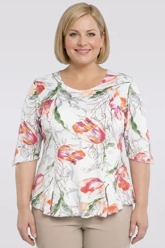Biela blúzka s tulipánmi