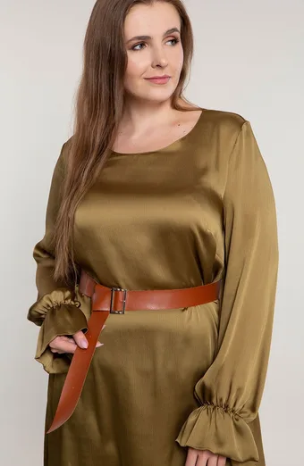 Matný hnedý opasok so striebornou prackou 4 cm