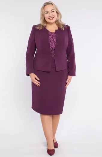 Trojdielny tmavofialový peplum kostým
