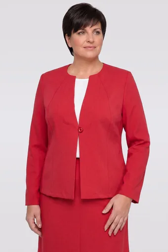 Červená ľanová blejzer s vreckami