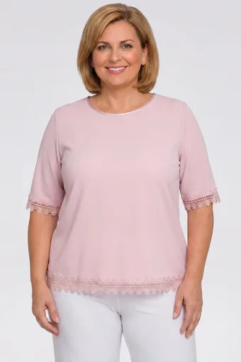 Svetloružová blúzka s čipkou