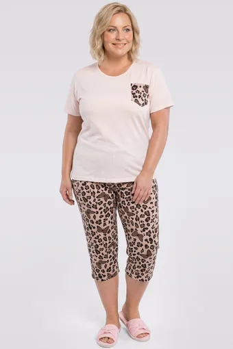 Svetloružové pyžamo s leopardím vzorom nohavíc