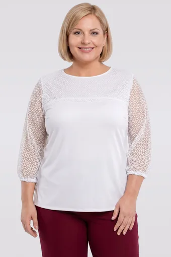 Biela blúzka s prelamovanými rukávmi