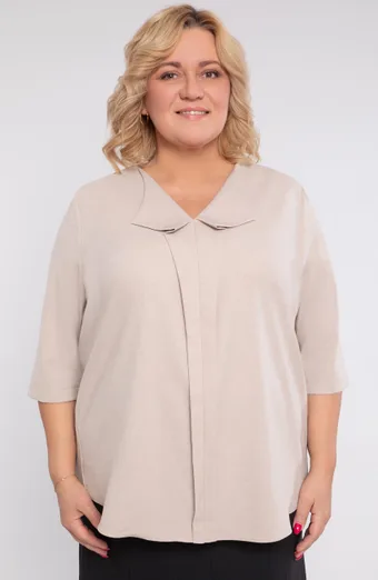 Ľanová voľná blúzka béžovej farby
