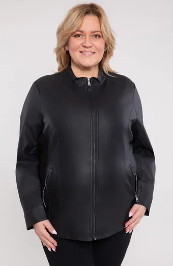 Čierna bunda z ekokože