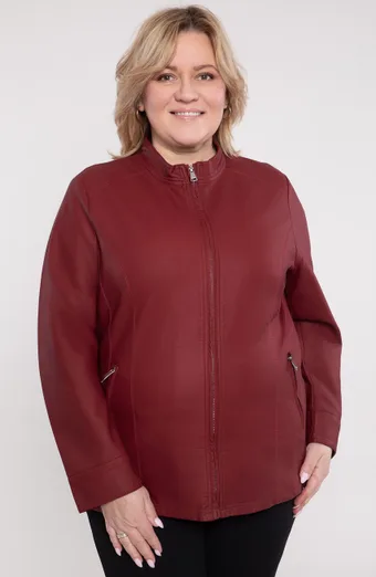 Bunda z ekokože bordovej farby