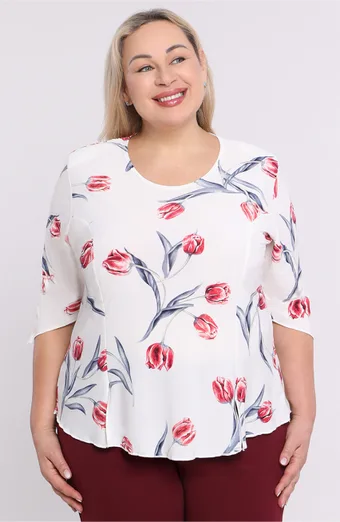 Biela blúzka s tulipánmi