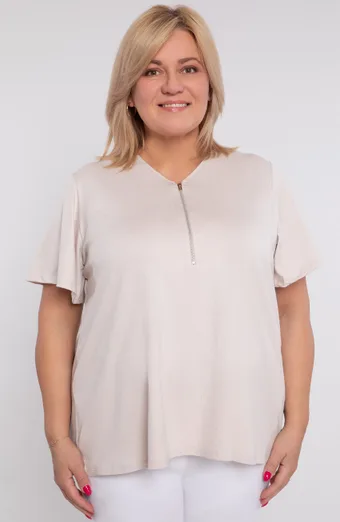 Béžová blúzka so zipsom