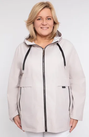 Obojstranná béžová bunda s kapucňou