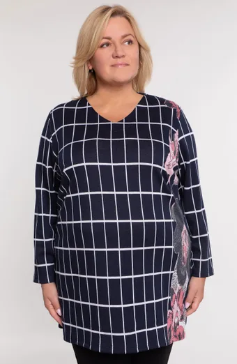 Tmavomodrá kockovaná tunika
