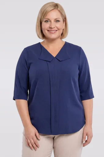 Ľanová voľná blúzka v tmavomodrej farbe