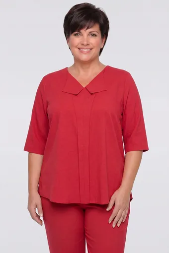 Voľná ľanová blúzka v intenzívnej červenej farbe