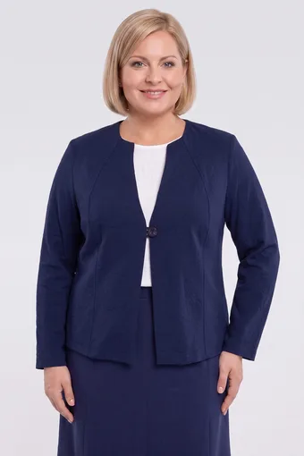 Tmavomodrá ľanová blejzer s vreckami