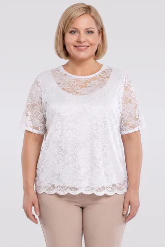 Biela kvetinová čipkovaná blúzka