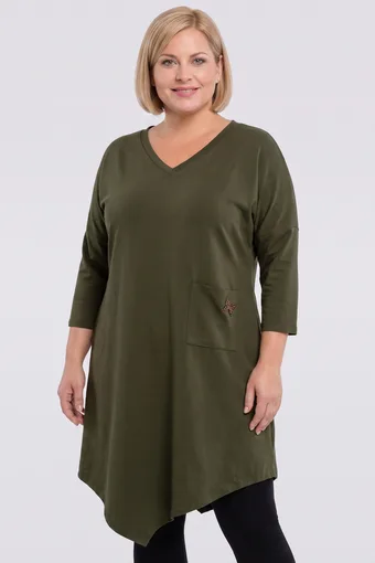 Bavlnená khaki tunika s ozdobou