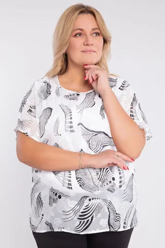 Biela blúzka s čiernym vzorom